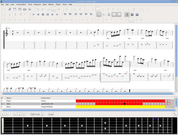 Tablatures et partitions musicales : TuxGuitar